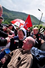 2011 Lourdes Pilgrimage - Archbishop Dolan with Malades (210/267)